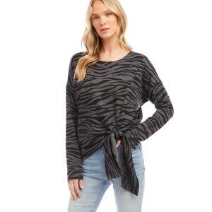 KAREN KANE Womens Side Tie Crewneck Pullover Top Zebra Size M. NWT, MSRP: 128$